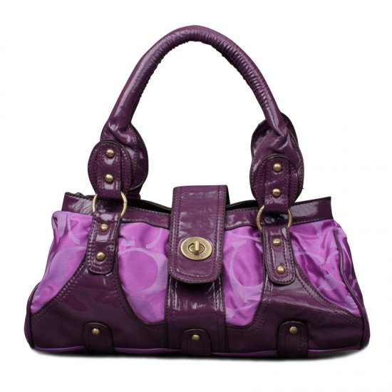 Coach Stud Lock Signature Small Purple Totes ENV - Click Image to Close